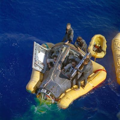 Astronaut David Scott po záchraně z lodi Gemini 8.