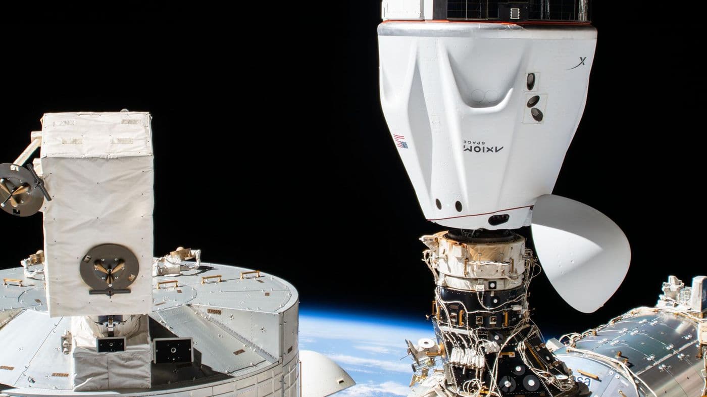 The SpaceX Dragon crew spacecraft approaches the International Space Station