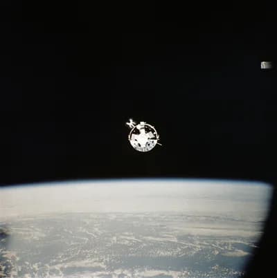 American Apollo spacecraft as seen from Soviet Soyuz spacecraft in orbit