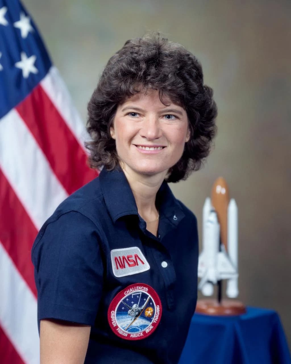 Sally Ride in her official NASA portrait, June 1984. NASA, image S84-37256.