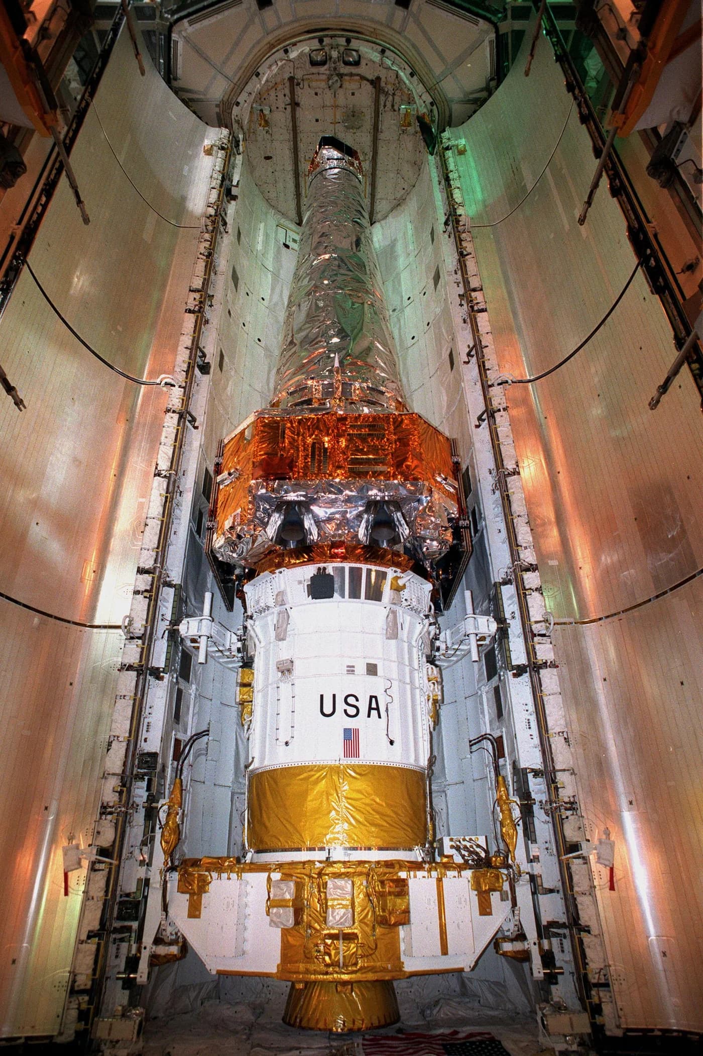 Chandra X-ray Observatory inside the Space Shuttle payload bay